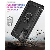 Military Grade Drop Impact For Samsung Galaxy A52 5G Case 360 Metal Rotating Ring Kickstand Holder Armor Heavy Duty Shockproof Cover For Galaxy A52 5G/4G Phone Case (Black)