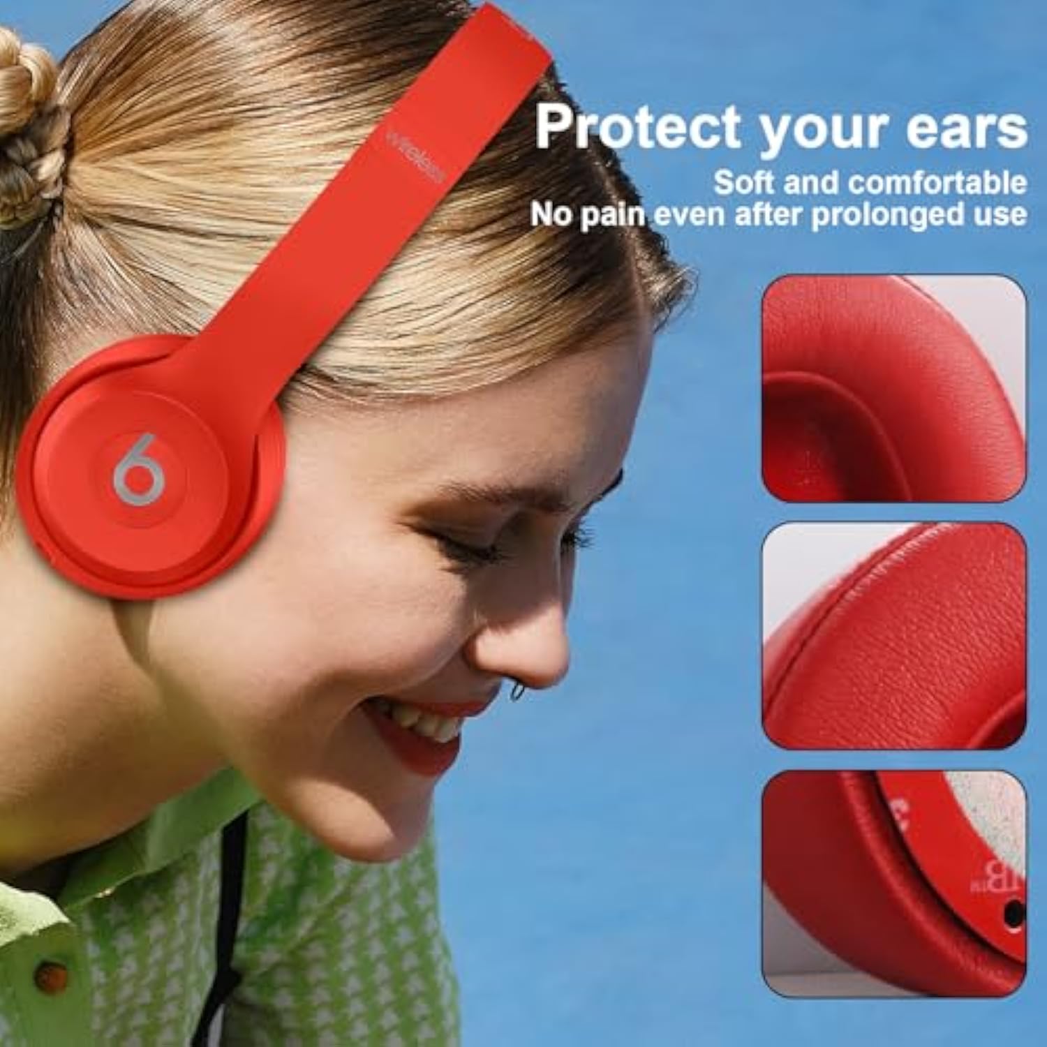 Studio 2.0 Earpads Replacement Ear Cushions Cover Compatible With Beats Studio 2 & Studio 3 Wired & Wireless Headphones Soft Protein Leather And Noise Isolation Memory Foam Ear Pads (Red)