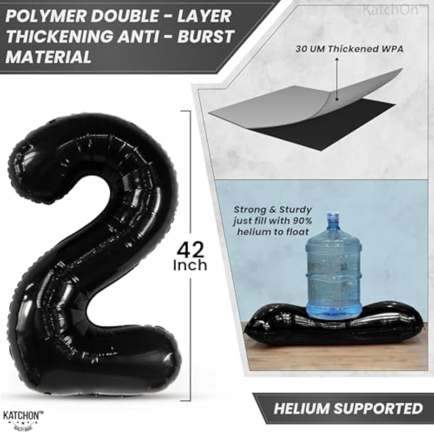 42 Inch Giant Black 2026 Number Balloons New Year Party Supplies