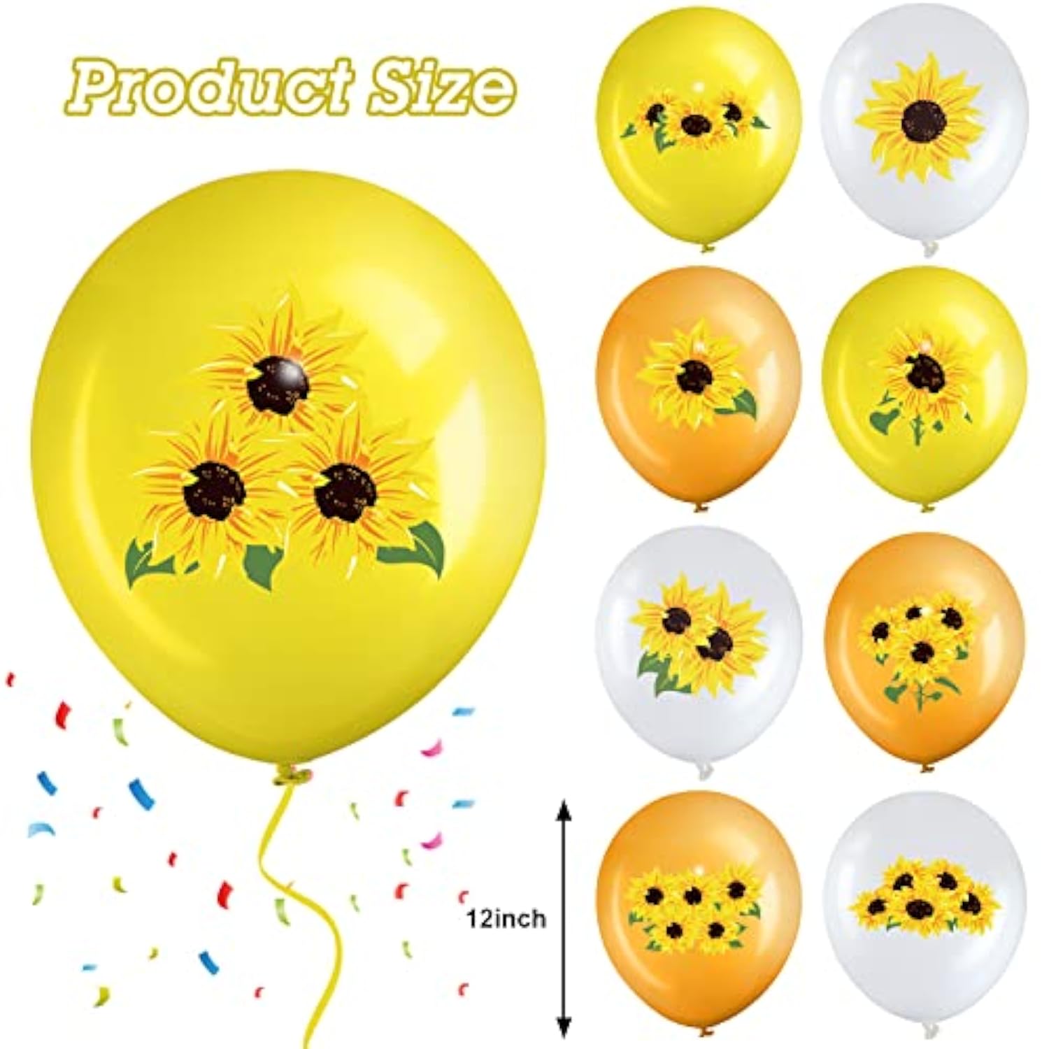 45 Pieces Sunflower Balloons Decorations 12 Inch Sunflower Yellow White Balloons For Summer Honeybee Themed Party Baby Shower Birthday Wedding Party Decorations Supplies