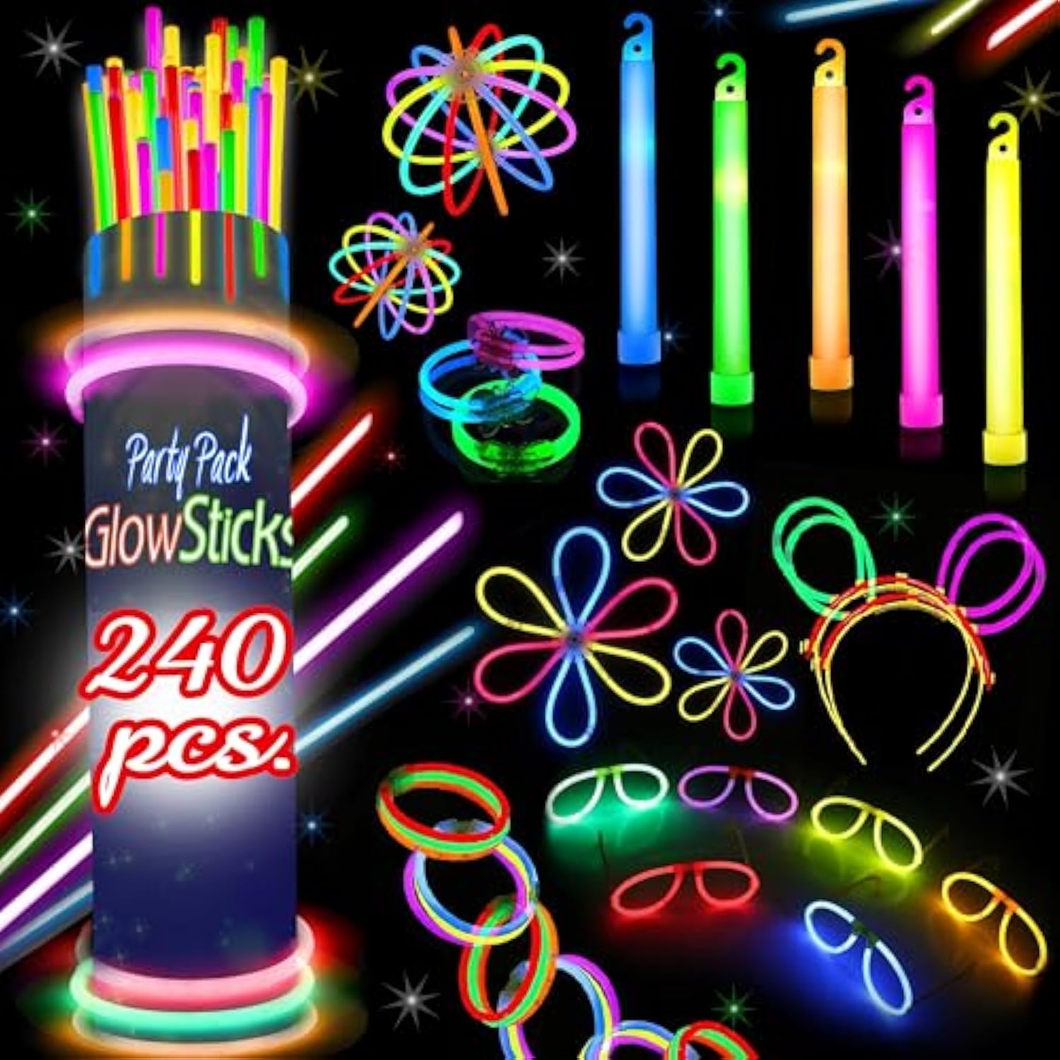 240 Pc Glow Sticks Halloween Party Pack Necklaces Bracelets Favors
