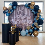 Blue Gold Balloons Garland Arch Kit, Navy Blue Light Blue Metallic Gold Blue Balloon Arch Kit, Macaron Blue Gold Confetti Balloon For Birthday Wedding Graduation Baby Shower Party Decorations