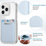 Phone Wallet Stick on,3Pack Phone Card Holder for Phone Case, Leather Credit Card Sticky Wallet Double Pocket Sticker Back of iPhone, Android,