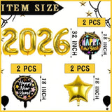 10-Piece Black and Gold New Year 2026 Foil Balloons for Party Decor