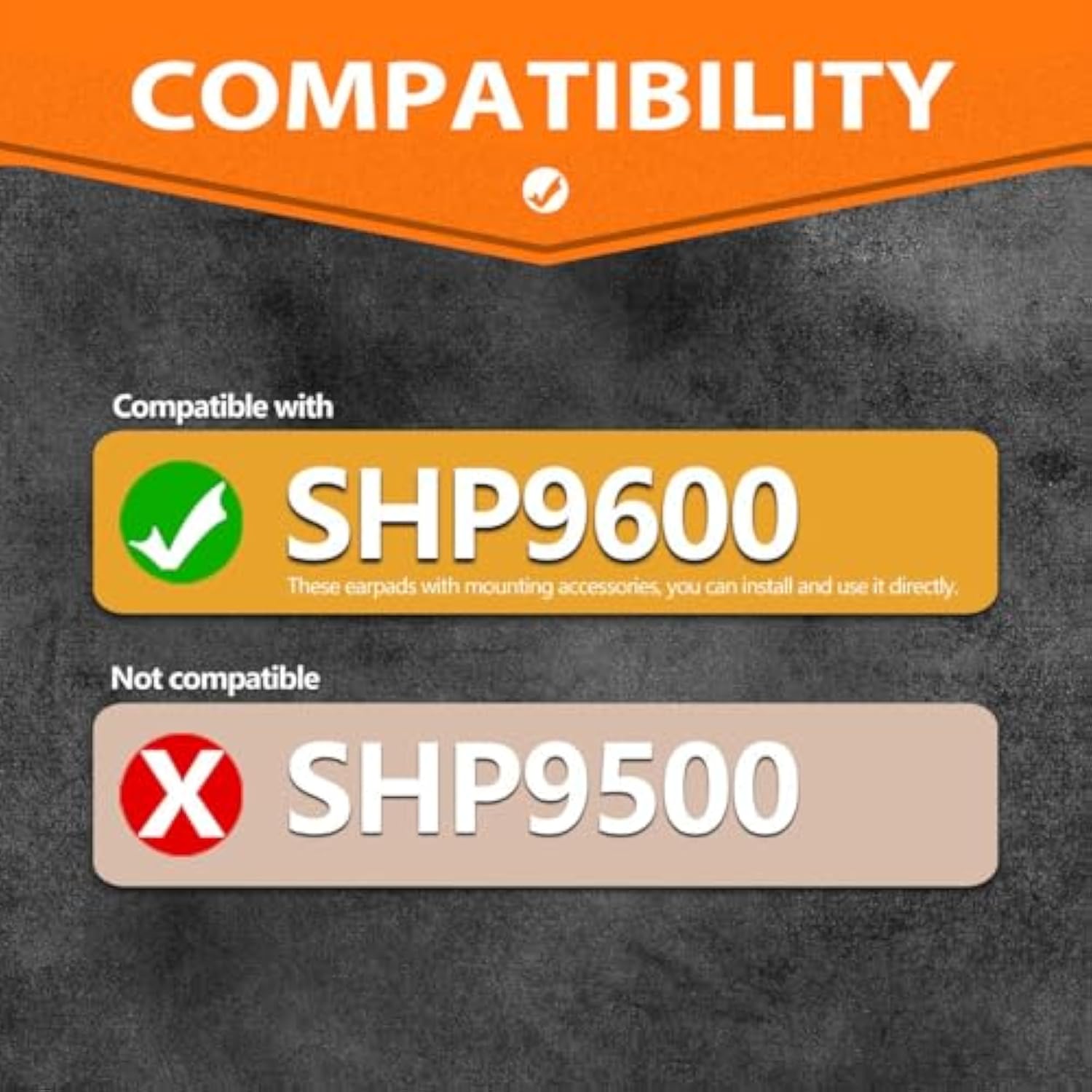 Shp9600 Ear Pads - Replacement Ear Cushion Compatible With Shp9600 Headphones (Grey Fabric)