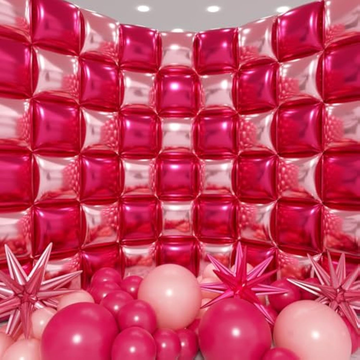 197pcs  Hot Pink Square Foil Balloons & Garland Kit for Party Decorations