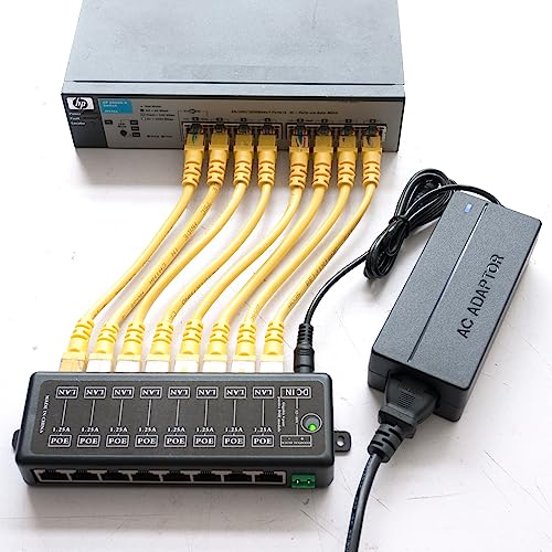 8 Ports Gigabit Passive Poe Injector Midspan Ethernet Adapter Without Power Adapter
