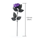 10Pcs Artificial Black Rose Flowers, Single Stem Fake Silk Flowers Bridal Wedding Bouquet (Purple/10Pcs)