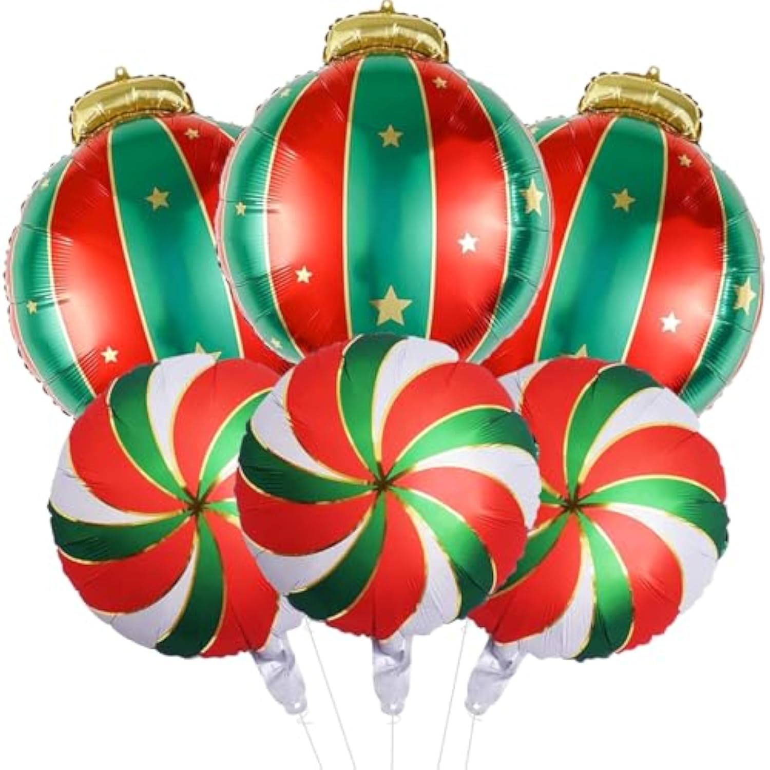 6Pcs Christmas Balloons - Round Candy Lollipop Foil Balloon, Hanging Balls Balloons For Christmas Decorations, New Year Candies Party Decor, Birthday Decorations For All Ages