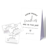Guess How Many Candies Baby Shower Game, Neutral Baby Shower Decoration, Birthday Party Game, 1 Sign & 50 Guessing Cards Set