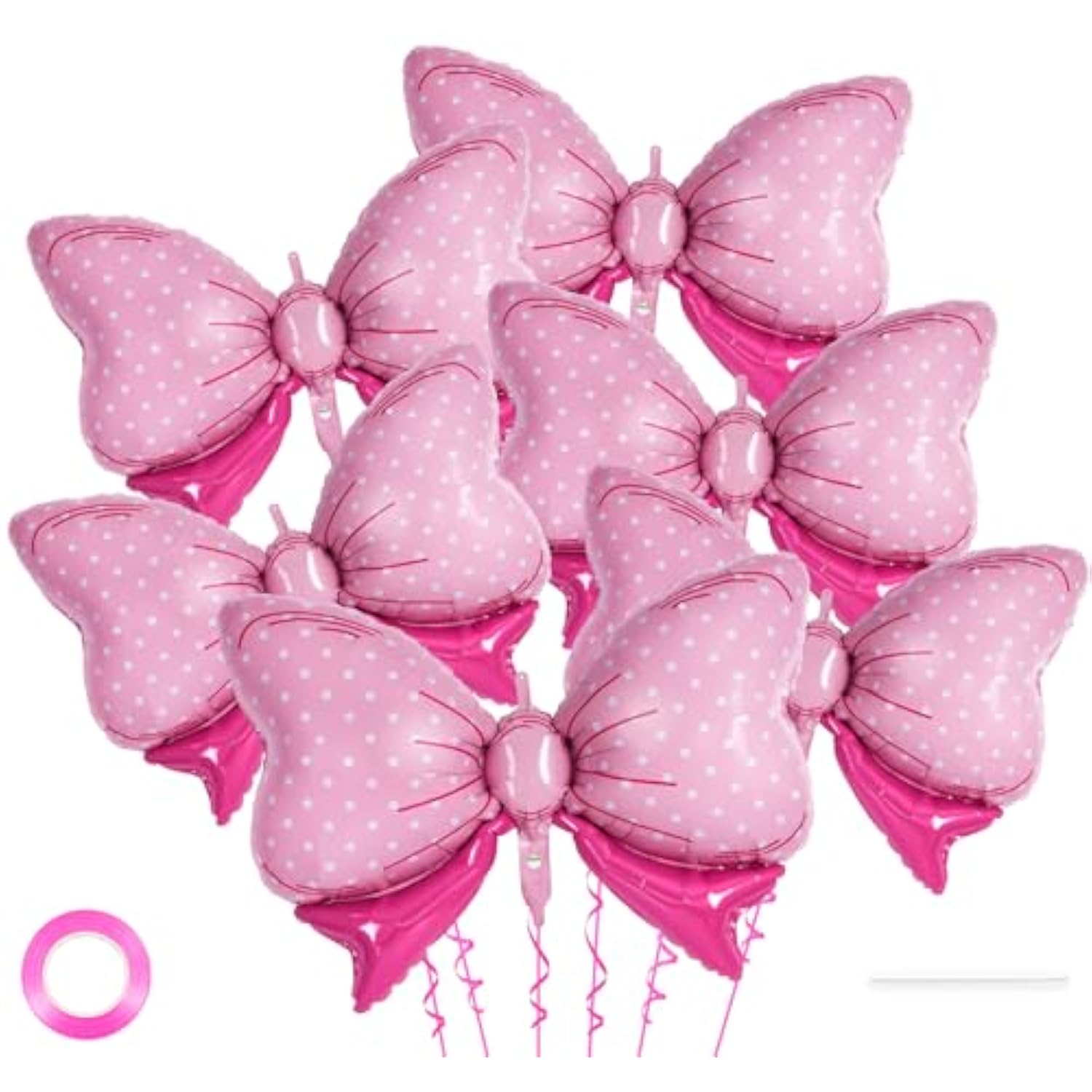 6 Pcs Pink Bow Balloons For Girls, 35 Inch Bow Foil Balloons,Pink Bows Gender Reveal Decorations For Birthday Party Wedding Baby Shower Mouse Party Decoration (Pink)