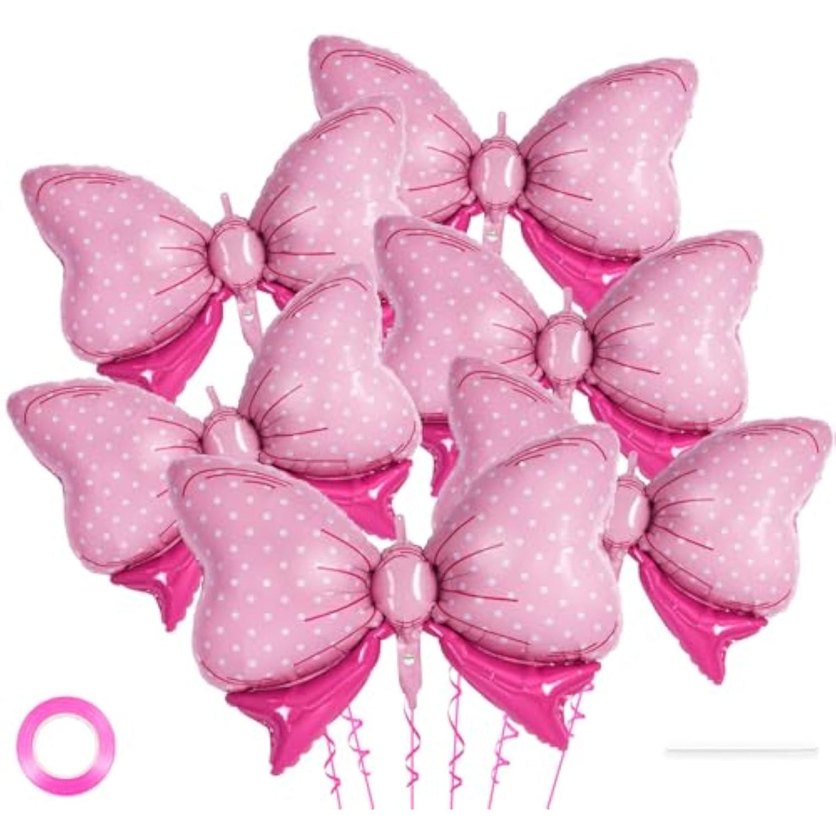 6 Pcs Pink Bow Balloons For Girls, 35 Inch Bow Foil Balloons,Pink Bows Gender Reveal Decorations For Birthday Party Wedding Baby Shower Mouse Party Decoration (Pink)