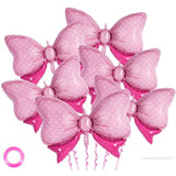 6 Pcs Pink Bow Balloons For Girls, 35 Inch Bow Foil Balloons,Pink Bows Gender Reveal Decorations For Birthday Party Wedding Baby Shower Mouse Party Decoration (Pink)