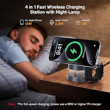 For Iphone 16 Pro Max 4 In 1 Wireless Charging Station With Mushroom Light For Magsafe Magnetic Charger, 22.5 W Travel Stand, 3 In 1 Fast Charge Multiple Devices, Apple Iwatch Ultra, Airpods