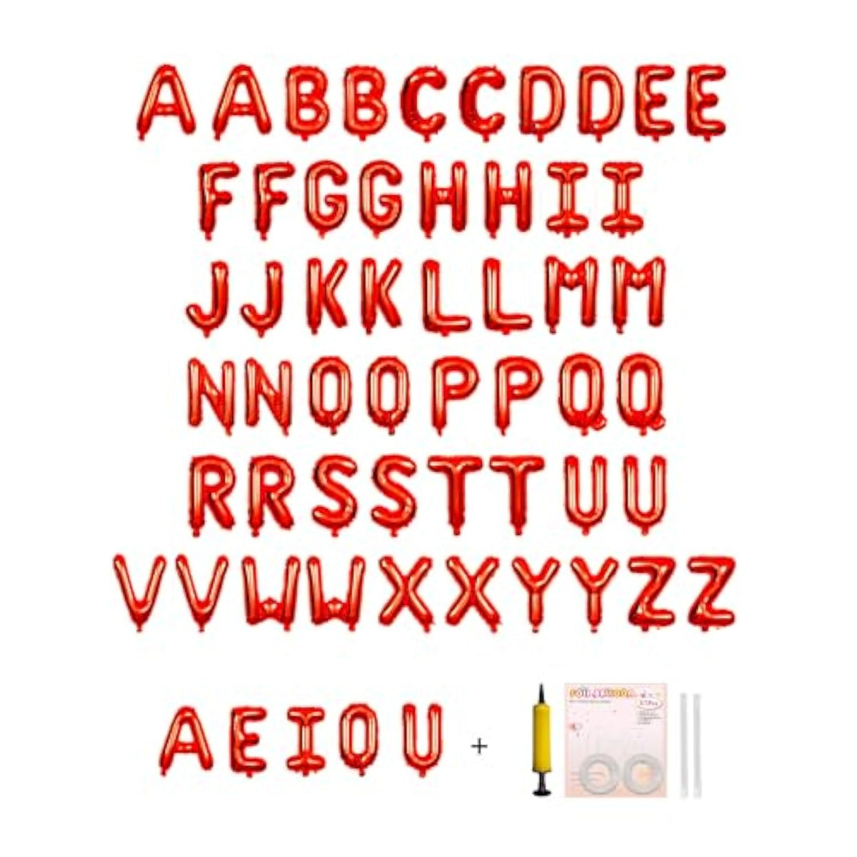 58 Pc Red Letter Balloons Mylar A-Z & Vowels for Custom Party Banners
