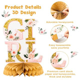 12PCS Spring Floral Baby Shower Honeycomb Table Centerpieces, "Baby in Bloom"