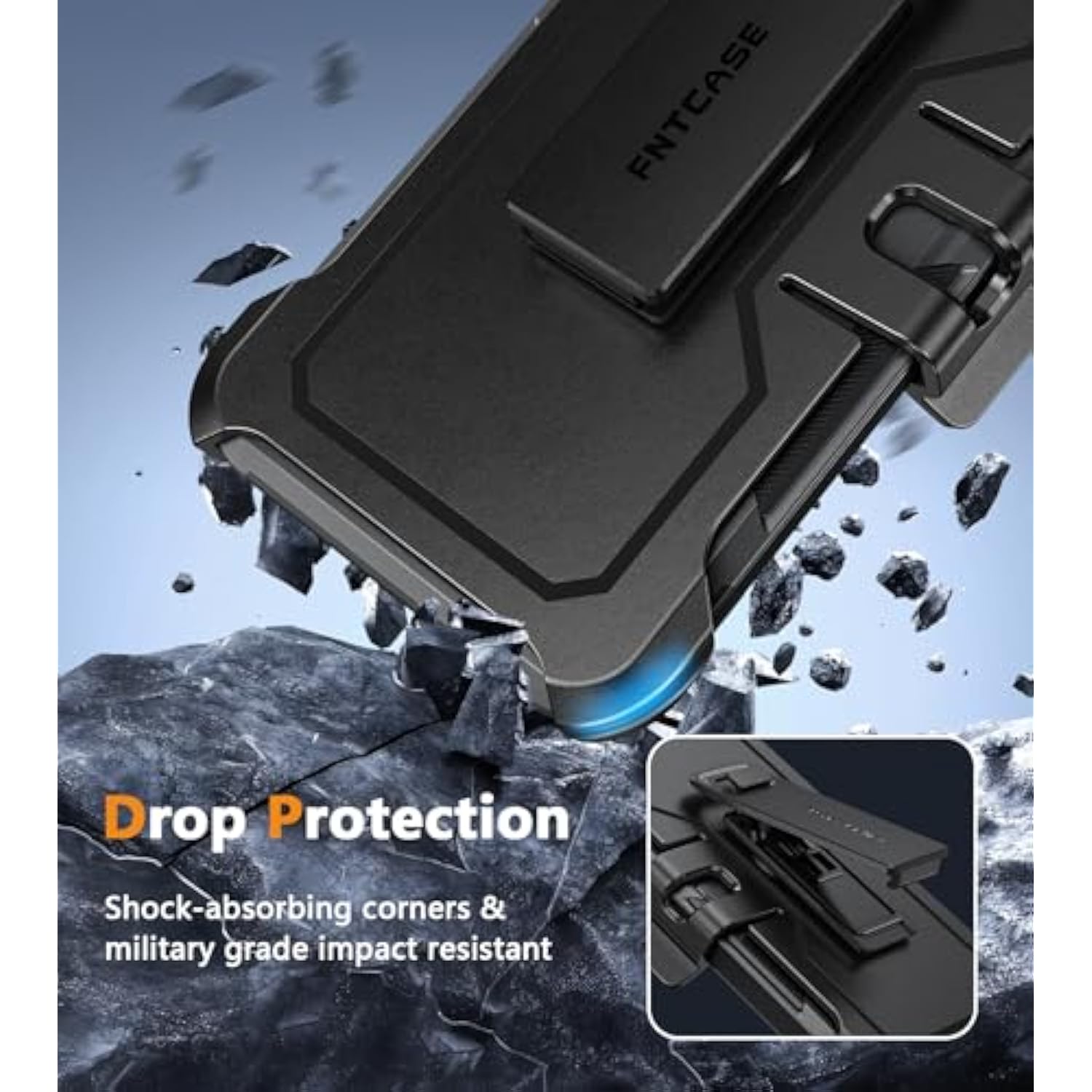 For Samsung Galaxy S24-Fe Case: Dual Layer Military Grade Drop Protection Cell Phone Cover With Belt-Clip Holster | Shockproof Rugged Durable Heavy Duty Protective Bumper Tough (Black)