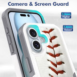 Case for iPhone 16, Baseball Sports Pattern Shock-Absorption Hard PC and Inner Silicone Hybrid Dual Layer Armor Defender Case for iPhone 16