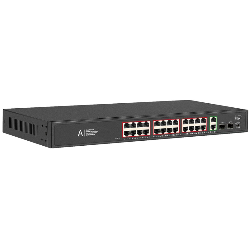 Gigabit Ethernet Poe Switch - 28 Port Network Switch With 24 Poe+ Ports, 2 Upl