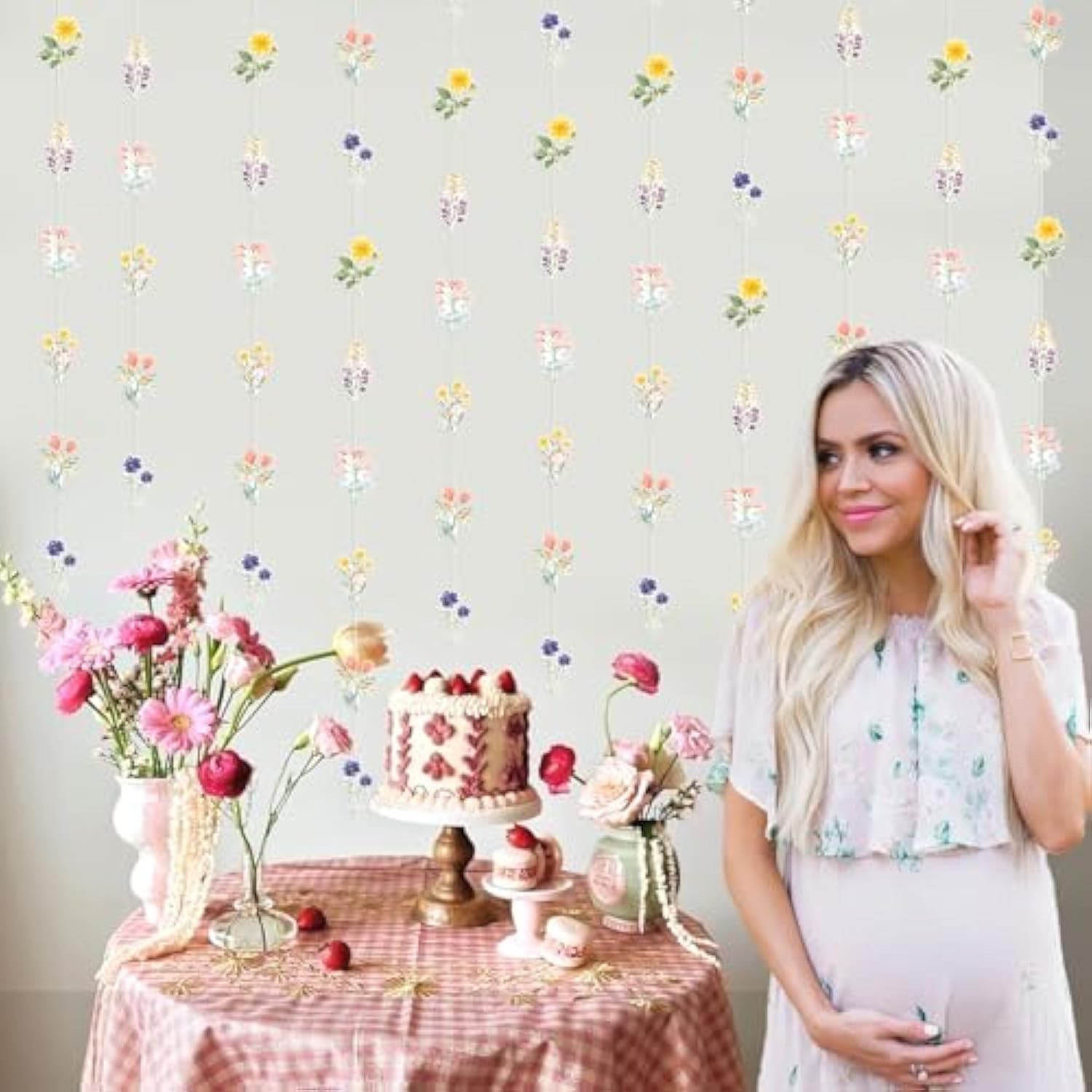 8 Pcs Wildflower Garland Streamers For Birthday Party Baby Shower- Wildflower Themed Party Decorations For Girls Women, Floral Daisy Flower Supplies Hanging Ceiling Decor