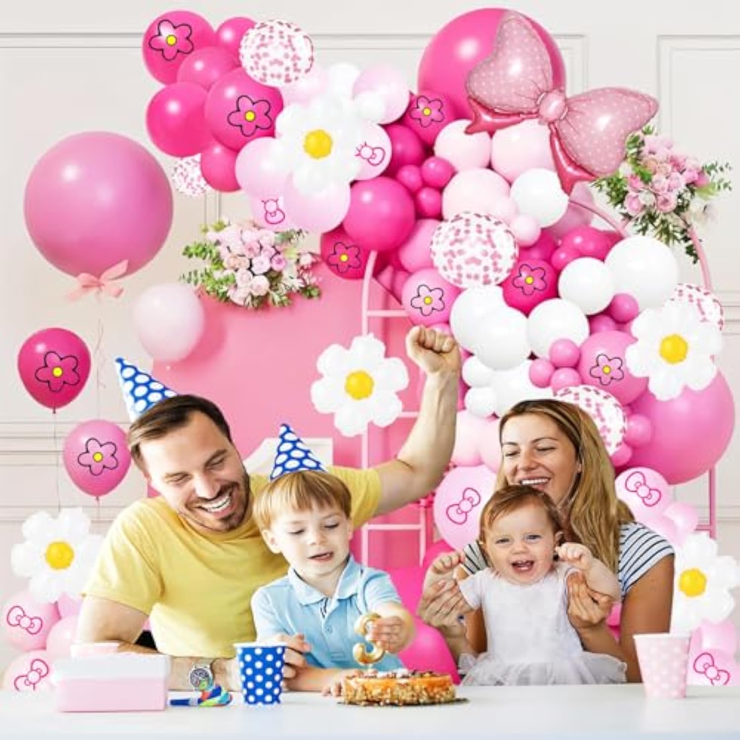 126pcs Pink Balloon Arch Kit for Cartoon Cat Theme, Birthdays & Party Decorations