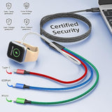 Travel 4 In 1 Iwatch & Iphone Charger,Multi Charging Cable For Apple Watch Charger Usb C Micro Nylon Compatible With Iwatch Ultra/Se/10/9/8/7/6/5/4/3/Iphone 16/15/14/13 Galaxy Phone(4Ft)