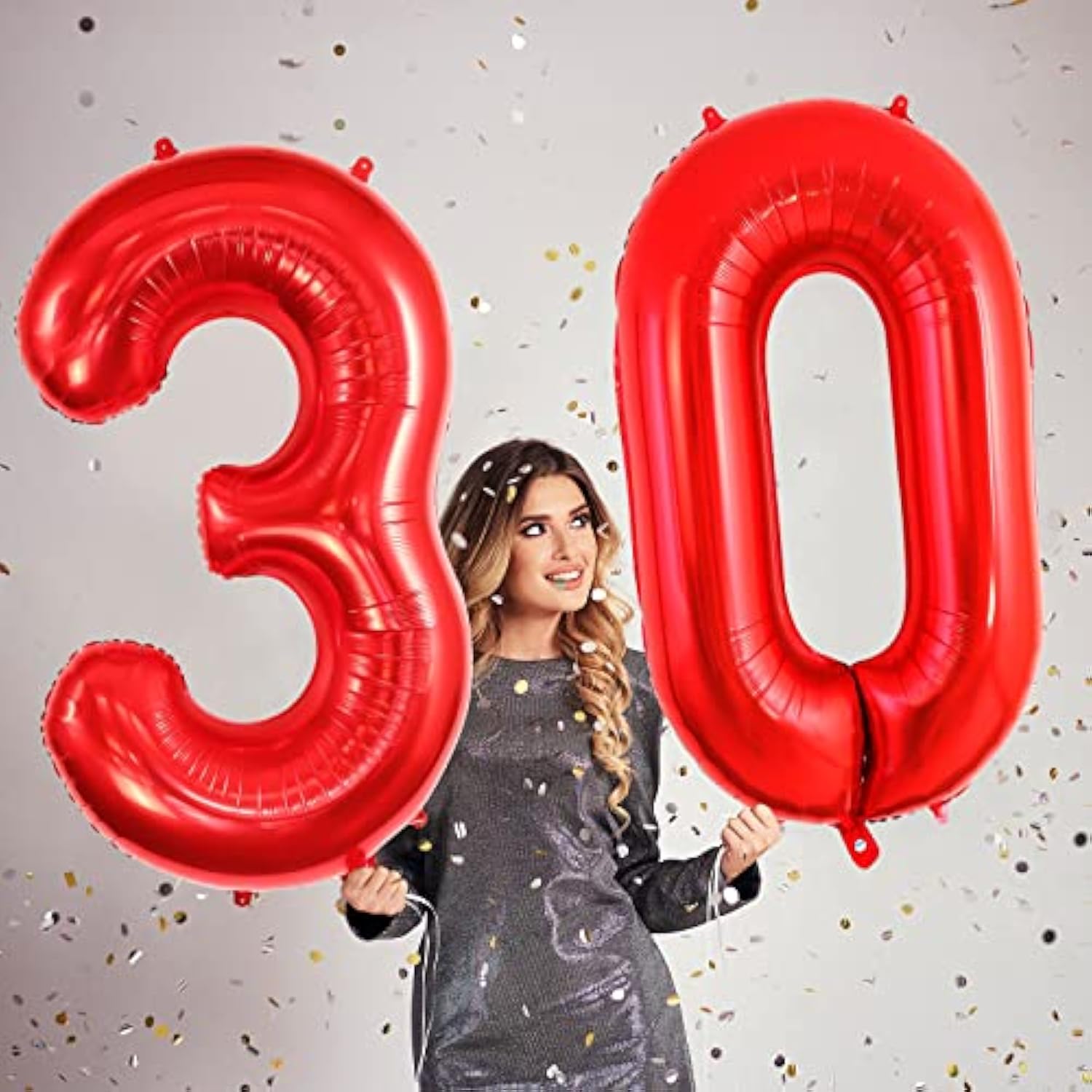 40" Red 30 Number Foil Balloon for 30th Birthday Party Decorations