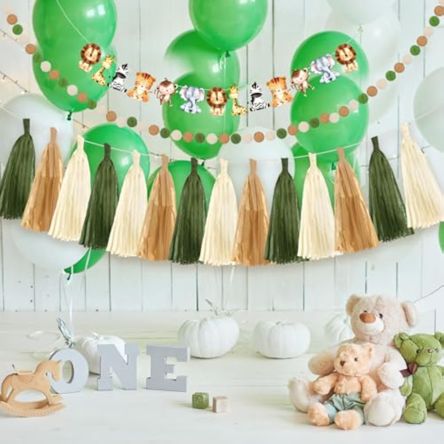 3 Pcs Jungle Safari Animal Banners Wild Animal Birthday Party Decorations Woodland Wildlife Theme Banner Felt Ball Tassel Garland For Zoo Safari Birthday Decor Baby Shower Supplies