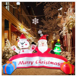 10 Ft Inflatable Merry Christmas Banner Sign With Santa Claus Polar Bear Christmas Tree, Outdoor Inflatable Decoration W