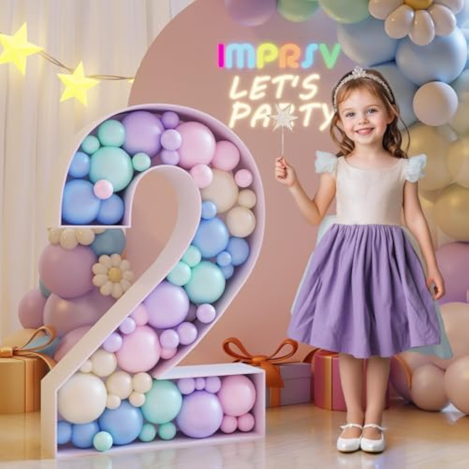 3Ft Mosaic Numbers For Balloons, Balloon Mosaic Number Frame, Marquee Number, 12Th 20Th Birthday Decorations, Second Anniversary Decor, Large Cardboard Numbers,Number 2 Balloon