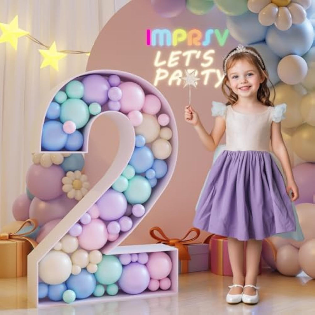 3Ft Mosaic Numbers For Balloons, Balloon Mosaic Number Frame, Marquee Number, 12Th 20Th Birthday Decorations, Second Anniversary Decor, Large Cardboard Numbers,Number 2 Balloon