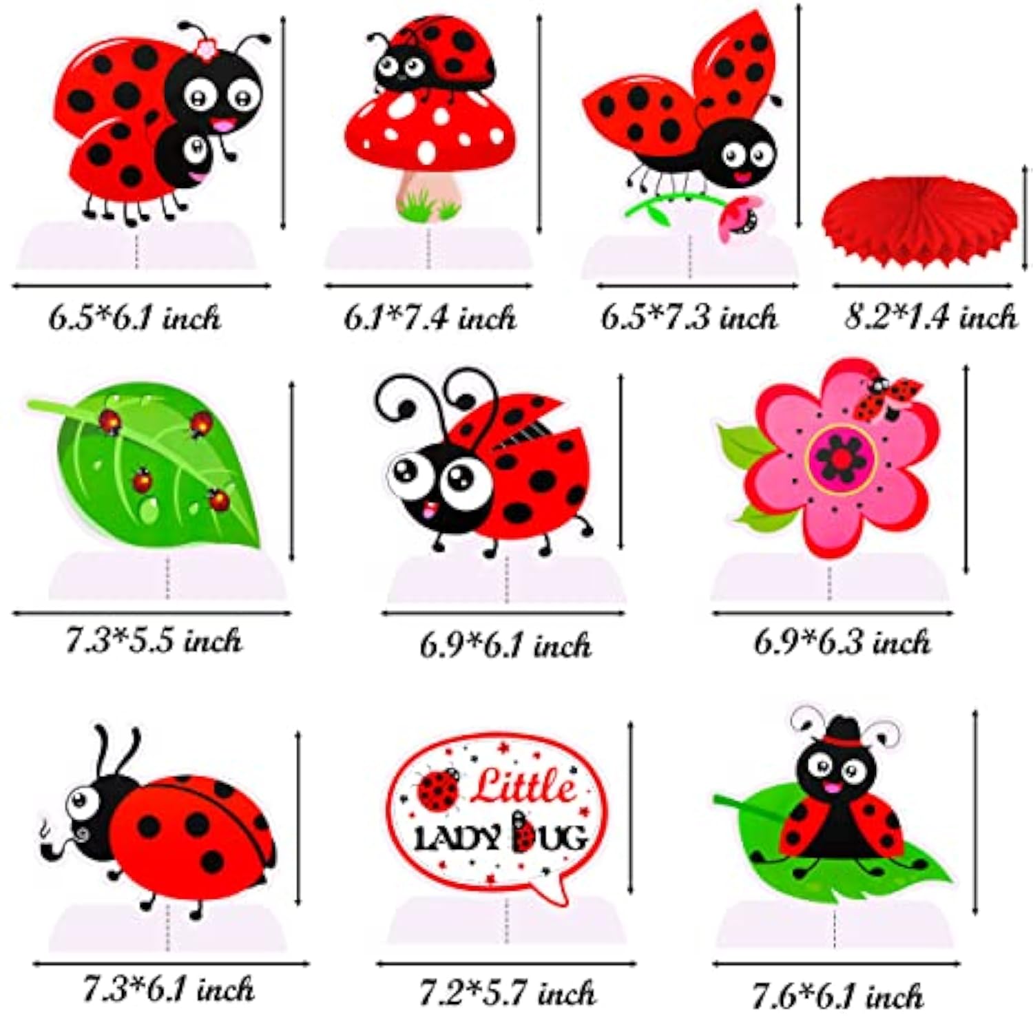 9Pcs Little Ladybug Party Table Decoration Ladybug Party Honeycomb Cen