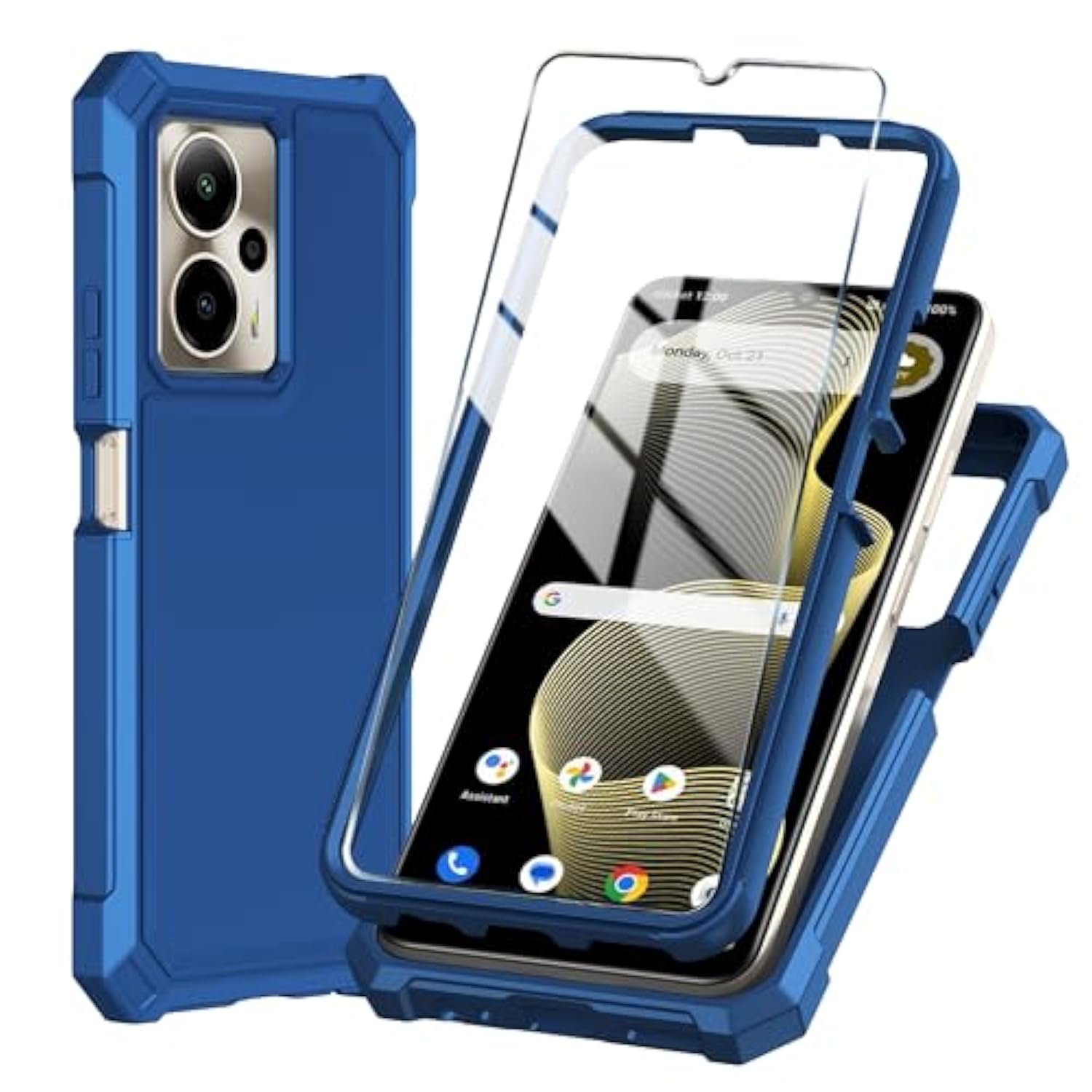 Cricket Outlast 5G 2024 Phone Case - At&T Motivate Pro 5G Case With Tempered Glass Screen Protector, Slim Soft Silicone Full-Body Protective Cover (Blue)
