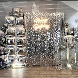25-Pack Silver Square Foil Balloons Metallic Chrome Backdrop for NYE & Events