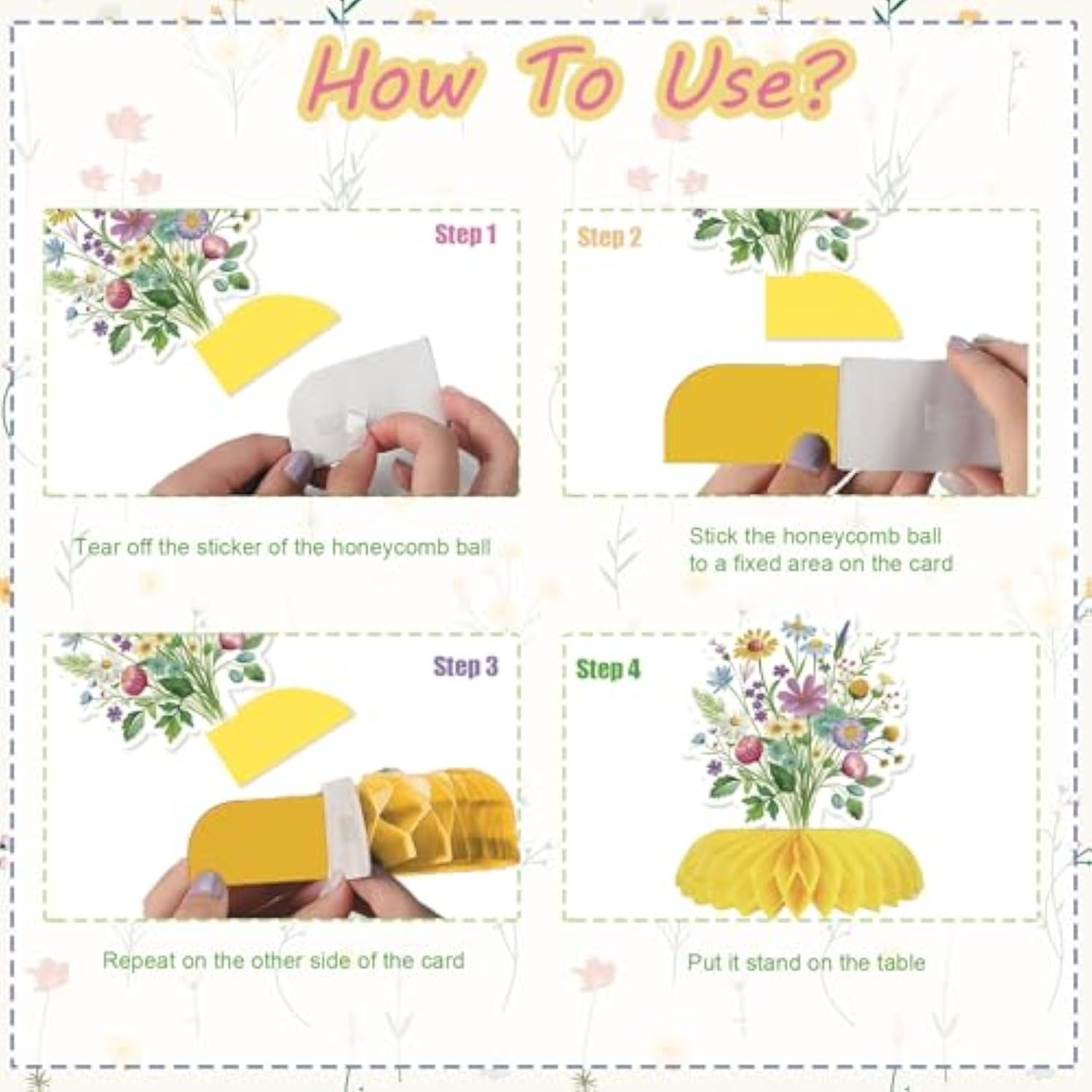 8Pcs Wildflowers Honeycomb Centerpieces 3D Table Little Wildflowers Centerpieces Spring Flower Theme Women Girl Birthday Party For Mother'S Day Valentine'S Day Table Decor Supplies
