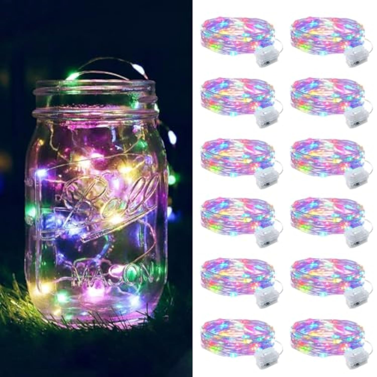 12 Pack Fairy Lights Battery Operated, 7Ft 20 Mini Led Fairy Lights Silver Wire Twinkle Lights For Diy, Parties, Wedding