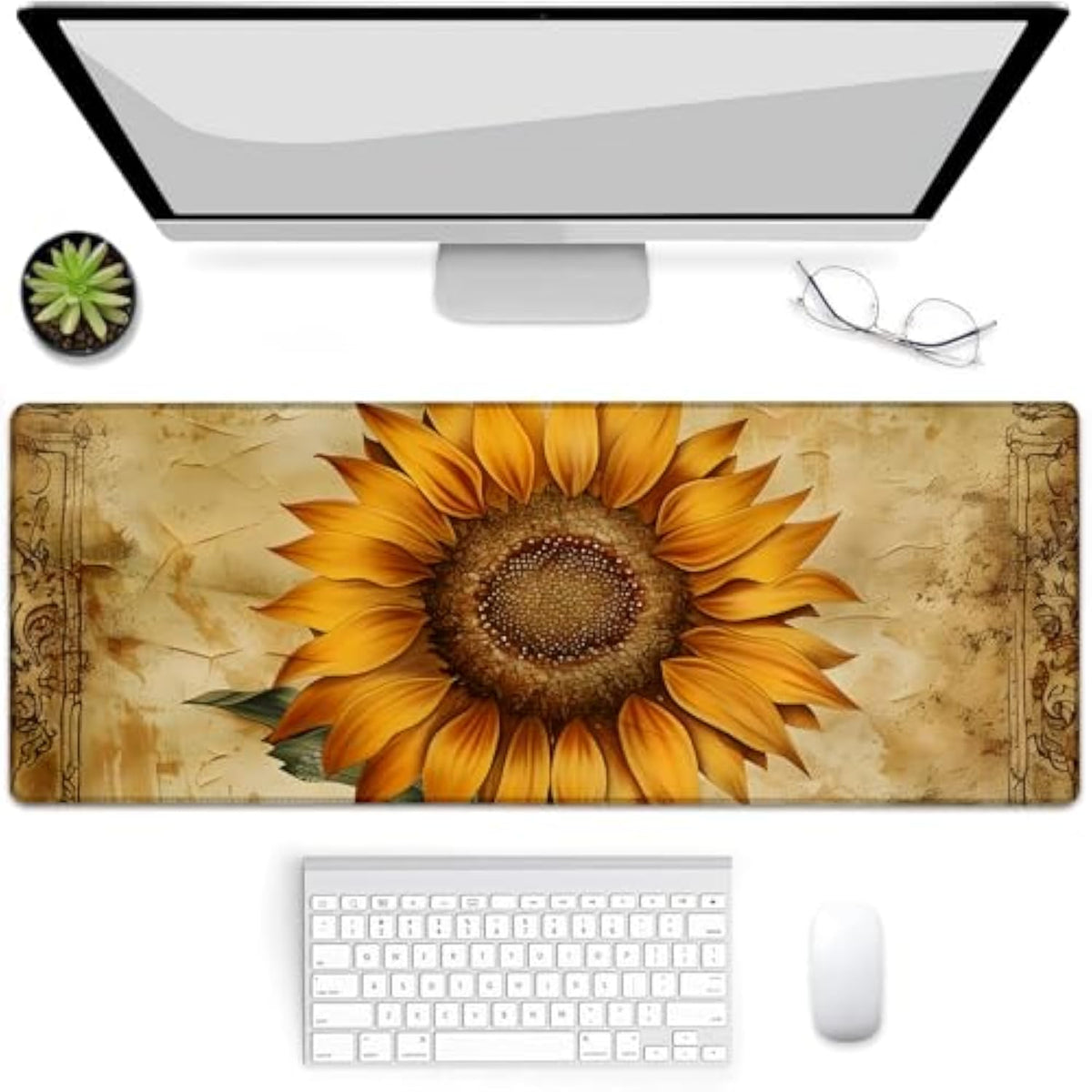Gaming Mouse Pad, Mouse Pad, Desk Mat, Non-Slip Rubber Base Mousepads For Computers Laptop Office School Home Accessories Decor 31.5" X 11.8"?Sunflower