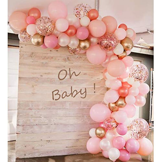 Rose Gold Balloons - 140 Pack, 12 Inch Gold & Pink, Pink Confetti, Arch Kit For Bridal & Baby Showers