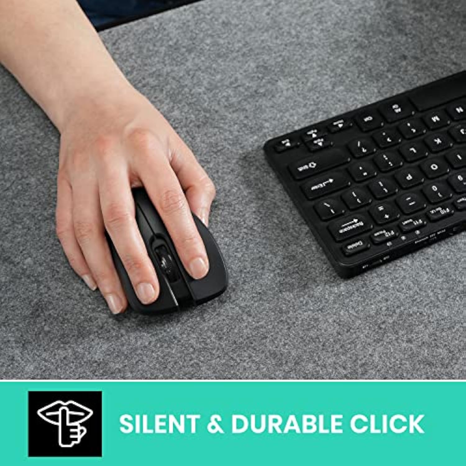 Perixx PERIMICE-621B Wireless Mouse - Silent Click with Ergo Design - Compatib