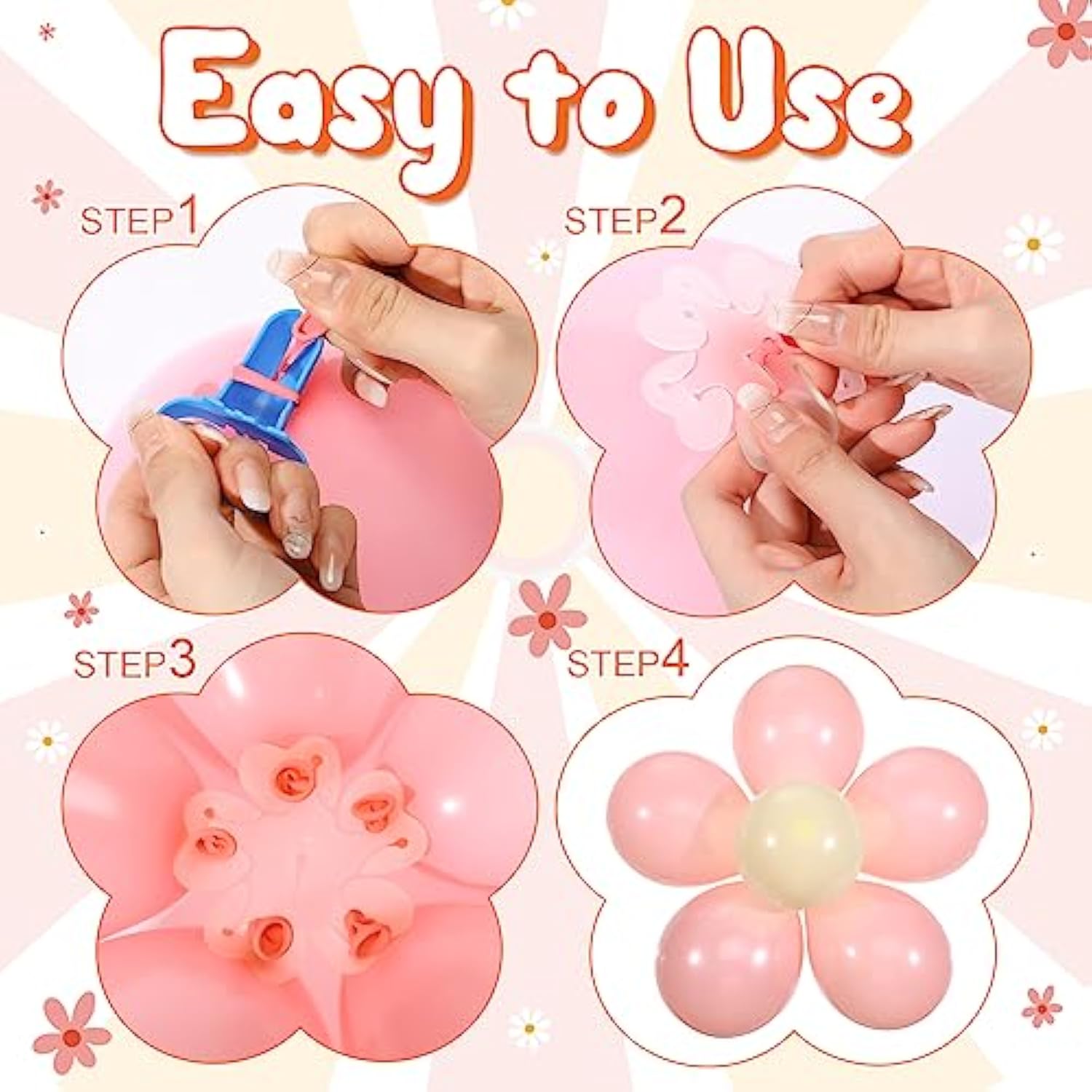 72pcs Groovy Retro Hippie Balloons Boho Daisy Rainbow Butterfly Party Decor