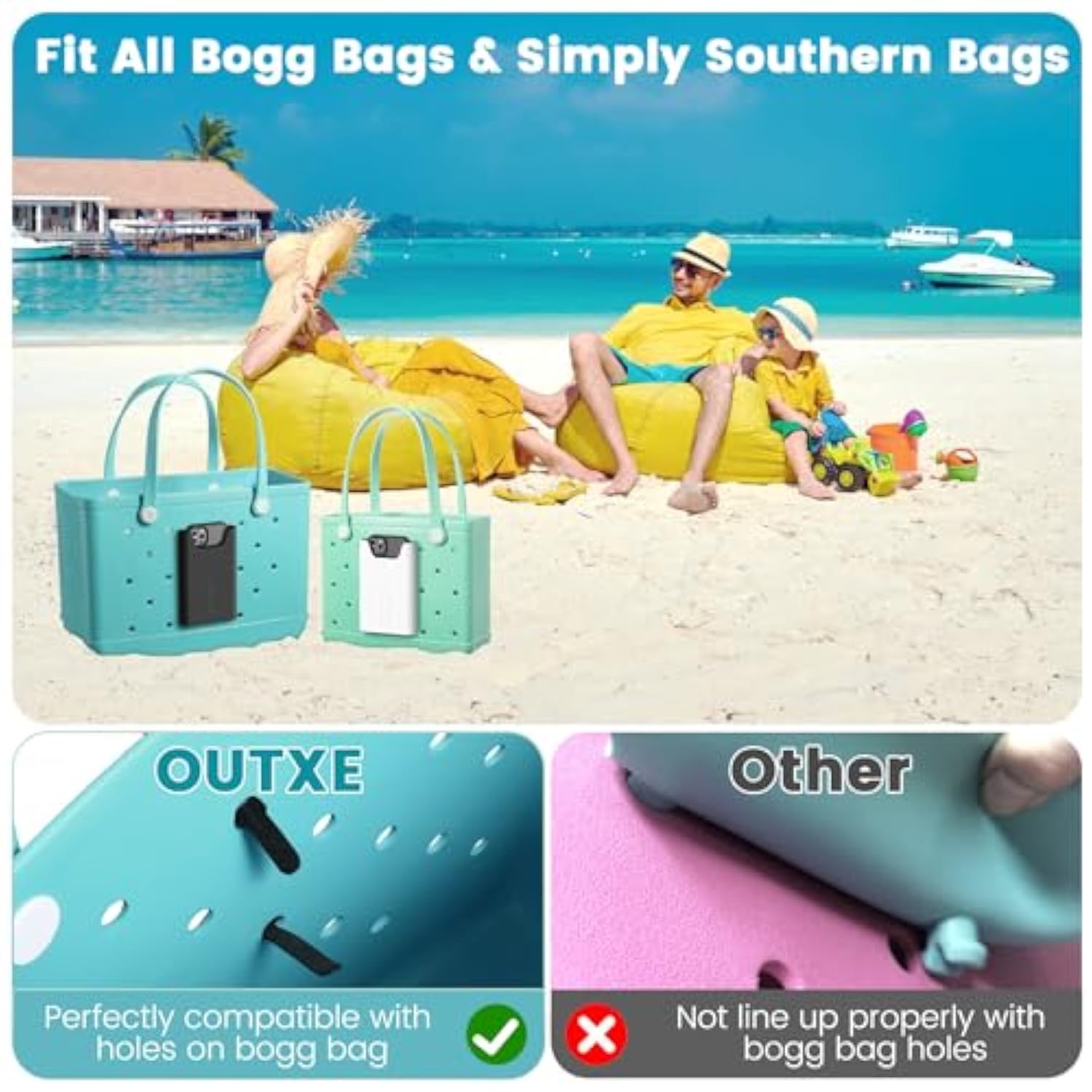 2 Pack Bogg Bag Phone Holder Compatible With All Bogg Bags, Silicone Cell Phone Holder Accessories For Bogg Bag, Black And White Phone Case Holder Insert For Simply Southern