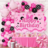 Pink Birthday Party Supplies, Pink & Black Balloon Arch Garland Kit Backdrop