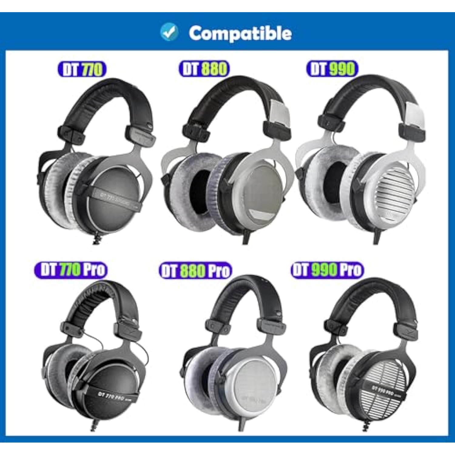 Dt990 Dt770 Ear Pads Cushion – Replacement Compatible With Beyerdynamic Dt990/ Dt770 Pro Headphones,Ear Pads With Comfortable Fabric And Memory Foam