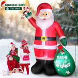 8 Ft Christmas Inflatable Santa Claus With Candy And Big Gift Bag Outdoor Decor, Blow Up Ip44 Weatherproof Xmas Decorati