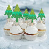 24pcs Christmas Tree Cupcake Toppers for Holiday Party Cake Decorations