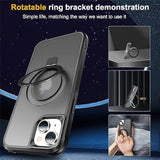 Compatible With Iphone 15 Plus Case With Invisible Magnetic O-Ring Stand Military-Grade Translucent Case For Iphone 15 Plus 6.7" [Compatible With Mag-Safe][Great Grip Feeling], Black