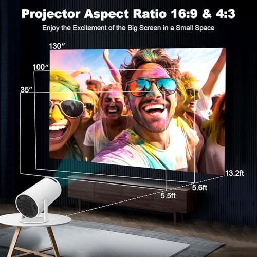 Mini Projector, HY300 PRO Portable Projector, Smart Projector Support 4K 1080P with Dual-Band WIFI6 5G Wireless 5.4 Bluetooth, 160 ANSI Auto Keystone