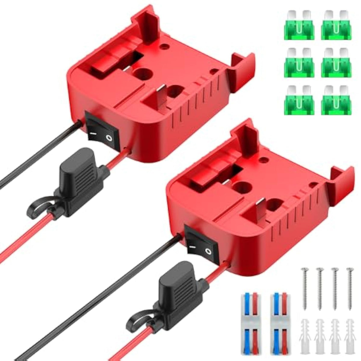 2 Pack For Power Wheel Adapter Compatible With Milwaukee 18V Battery, Converter Kit With Built-In Switch, Fuse Holder, Wire Terminals, 12Awg Wire For Diy Rc Cars