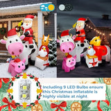 6Ft Christmas Inflatables Santa Farm Scene With Blow Up Cow, Pig, Chicken & Gifts, Led Lighted Christmas Decorations For