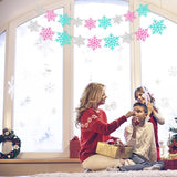 2Pcs Glittery Snowflake Banners, Pink Blue Silver Banner Winter Christmas Decorations Banners Holiday Garland Photo Props Banner for Party Home Decoration